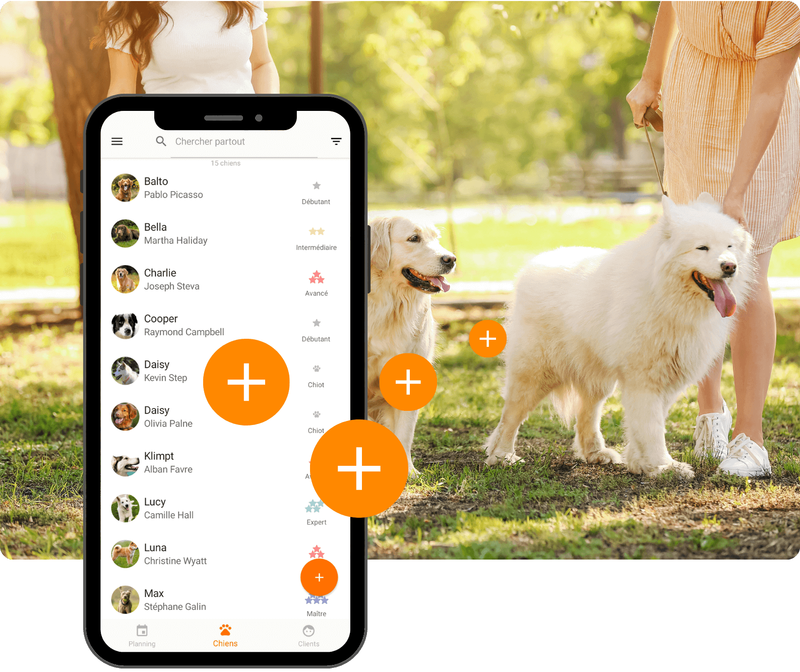 Un téléphone portable affichant les paramètres de l'application BaltoPro, entouré d'adorables accessoires pour chien.